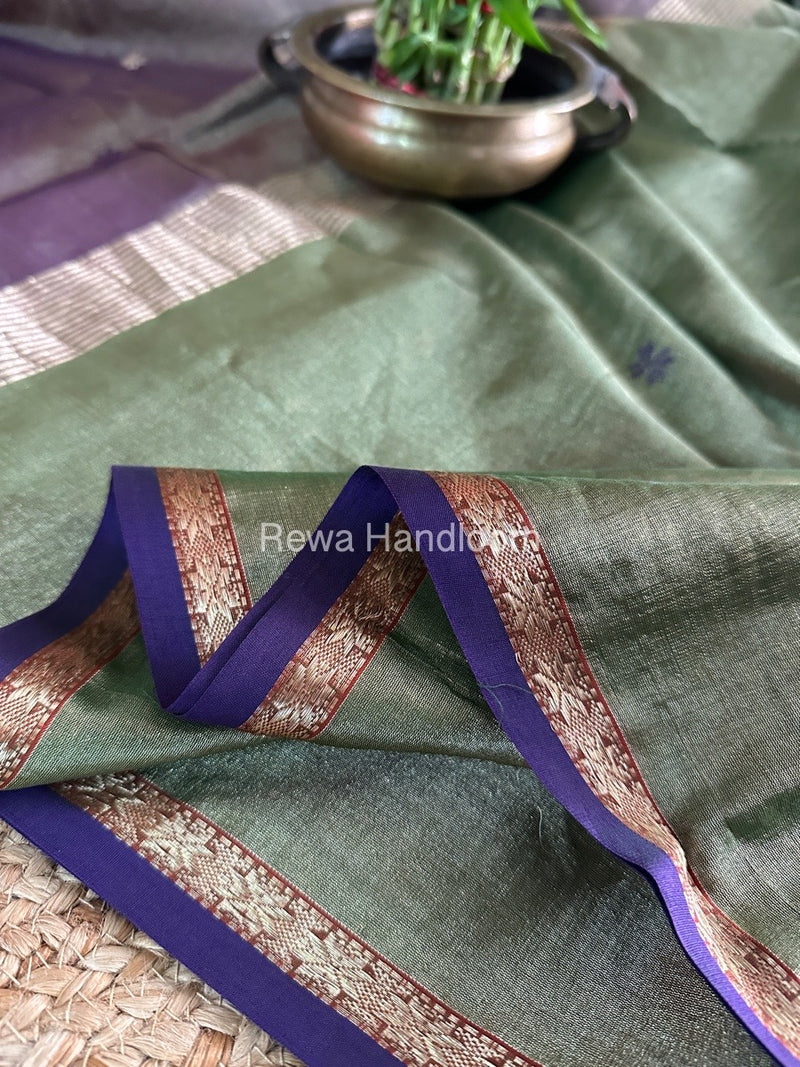 Maheshwari Green Tissue Silk Saree TSB02