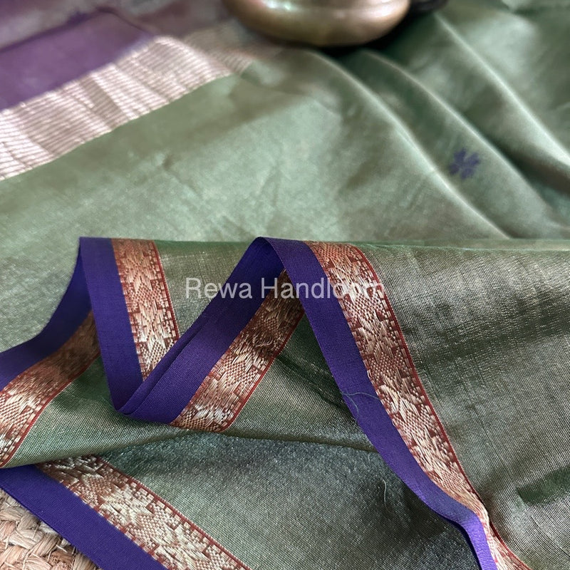 Maheshwari Green Tissue Silk Saree TSB02