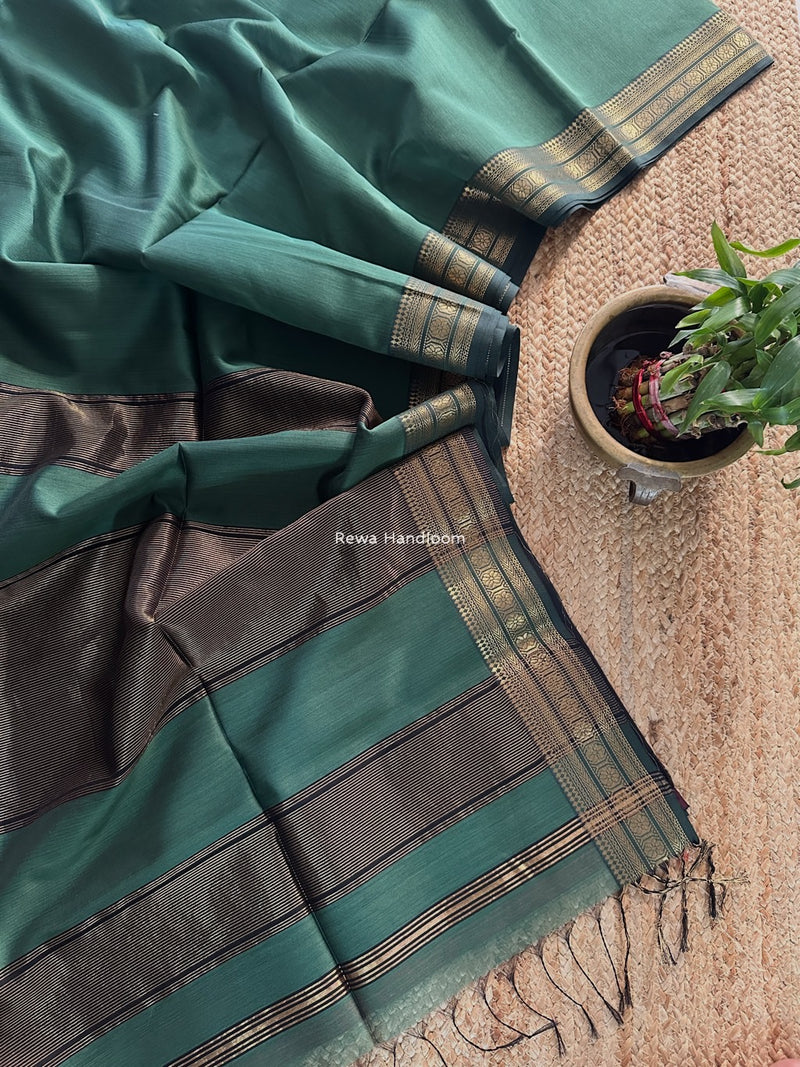 Maheshwari Zari Border Plain Saree 
