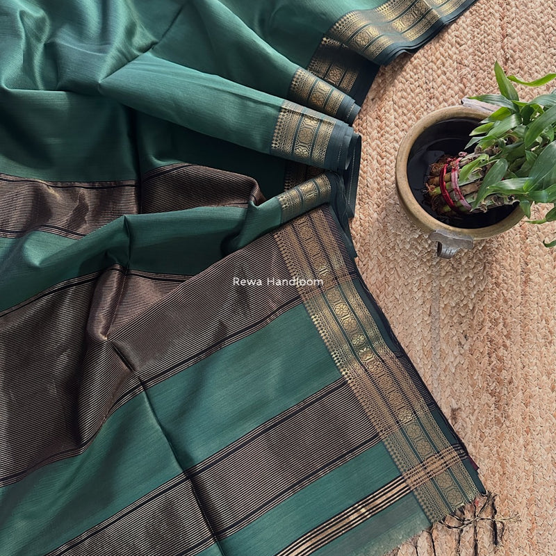 Maheshwari Zari Border Plain Saree 