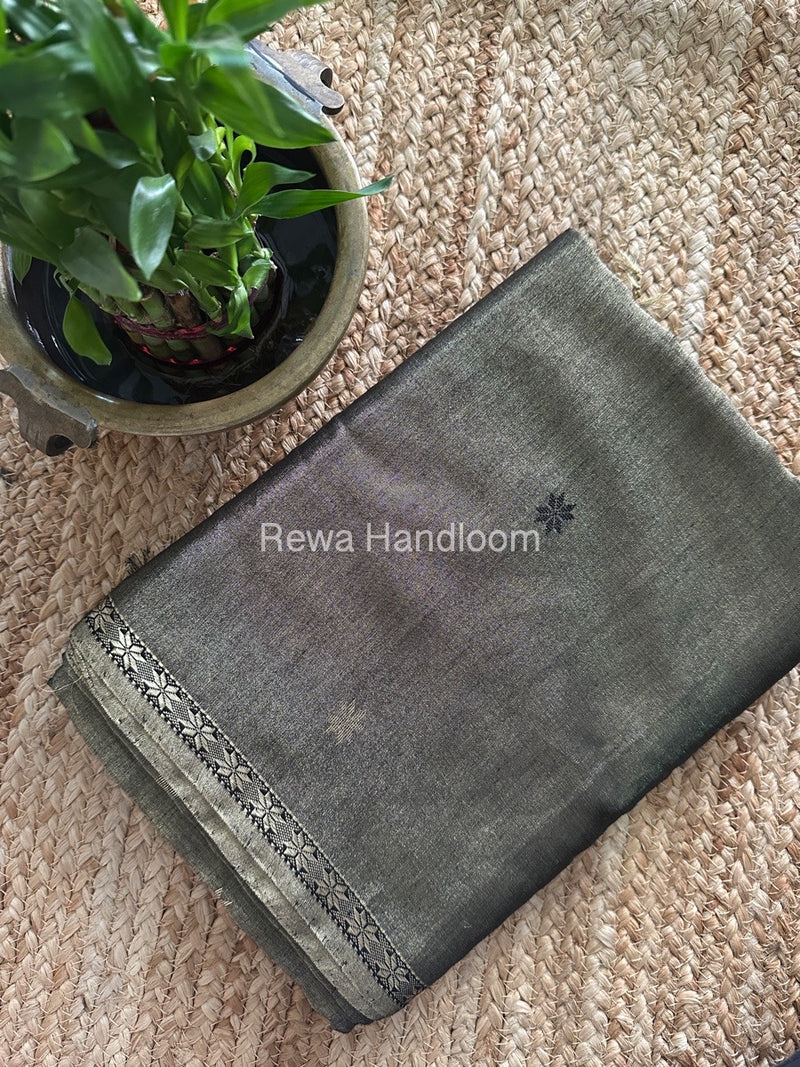 Maheshwari Black Tissue Silk Saree TSB01