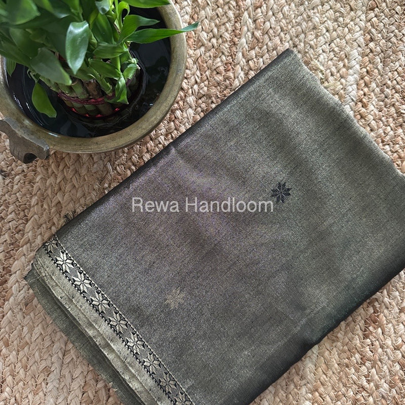 Maheshwari Black Tissue Silk Saree TSB01