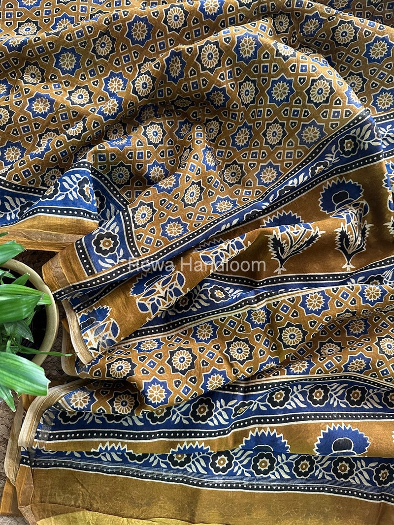 Mustard Yellow Chanderi Silk Saree CPS010