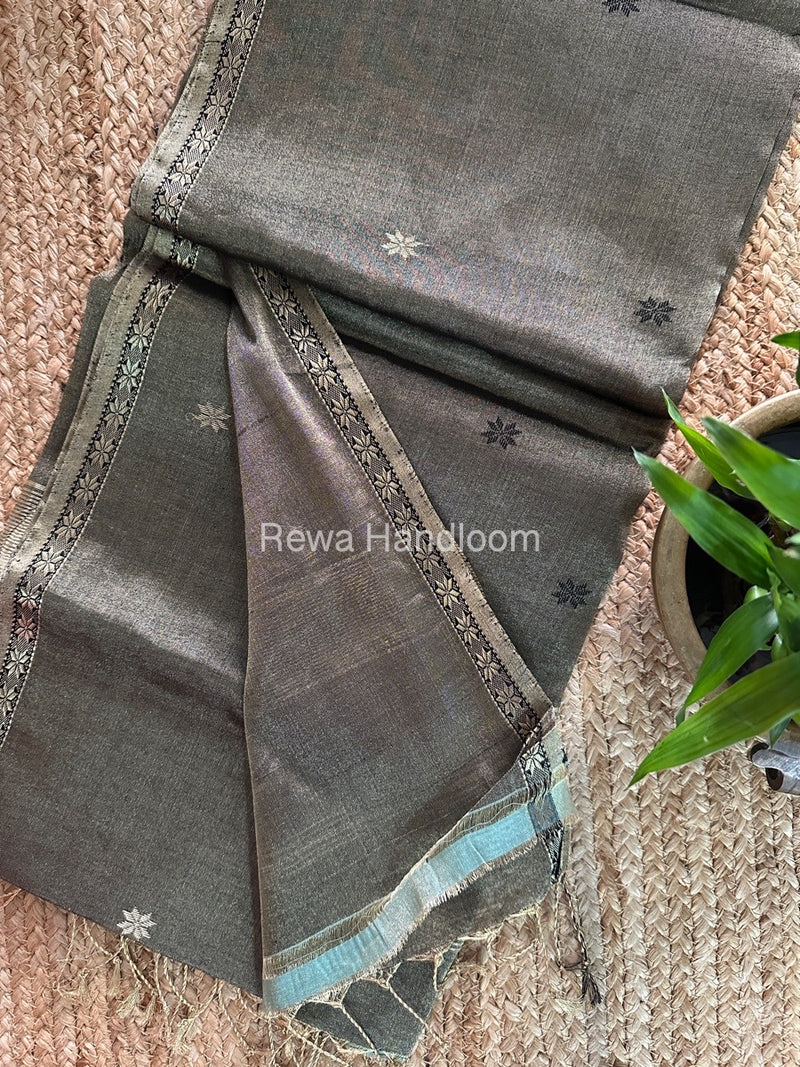 Maheshwari Black Tissue Silk Saree TSB01