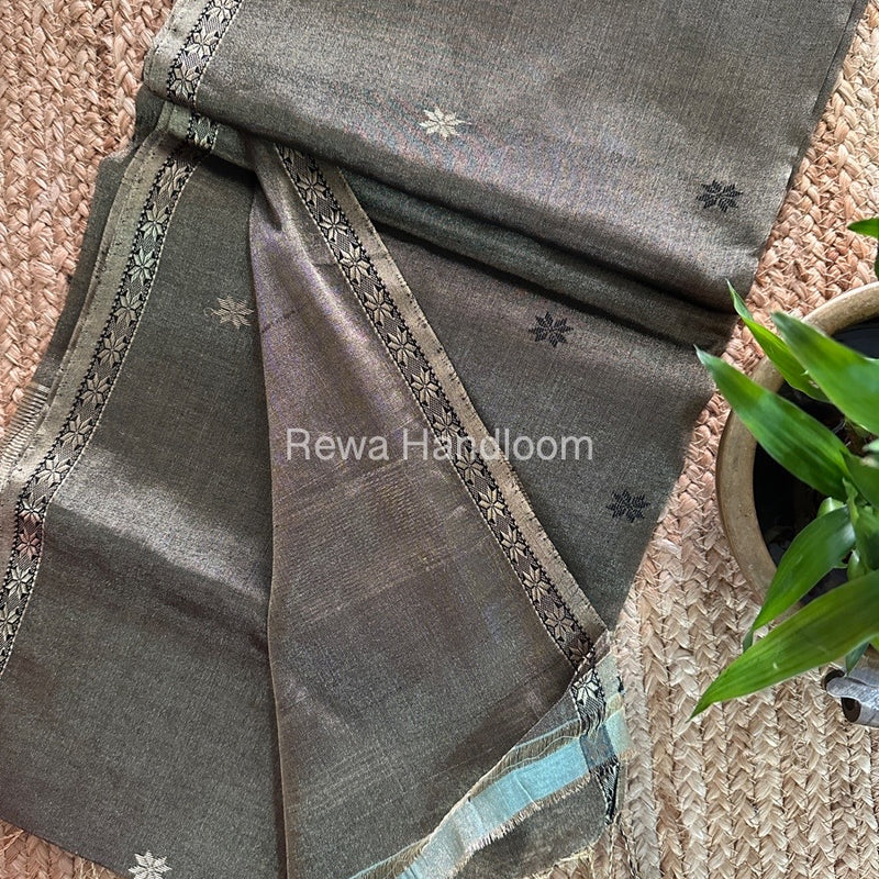 Maheshwari Black Tissue Silk Saree TSB01