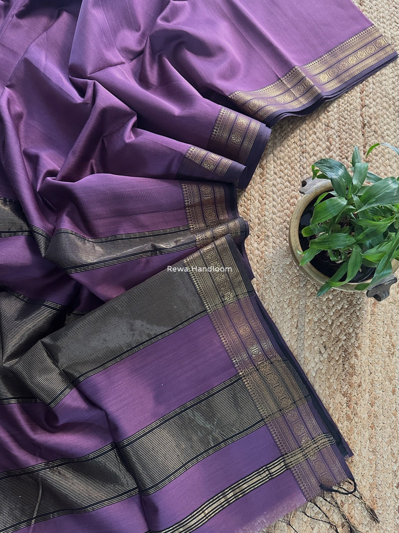 Maheshwari Zari Border Plain Saree