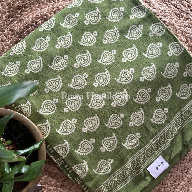Parrot Green Dabu Print Cotton Suit BS052