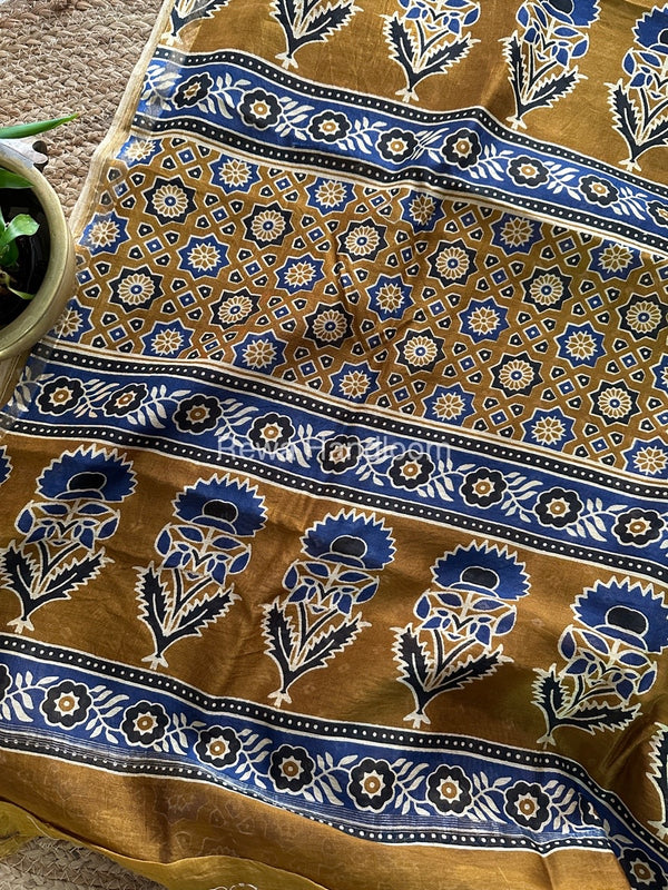 Mustard Yellow Chanderi Silk Saree CPS010