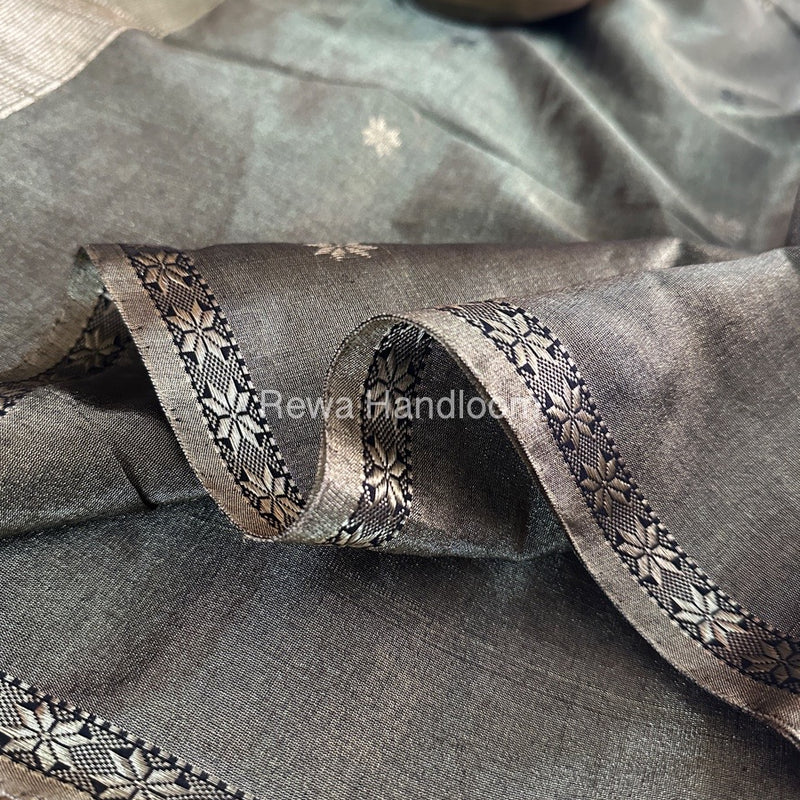 Maheshwari Black Tissue Silk Saree TSB01