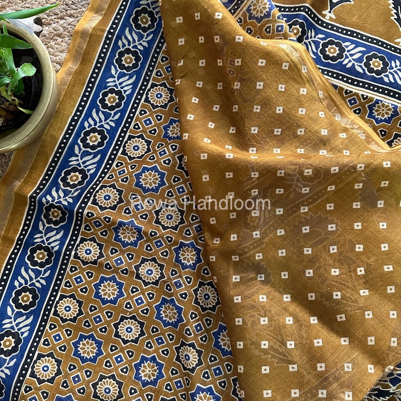 Mustard Yellow Chanderi Silk Saree CPS010