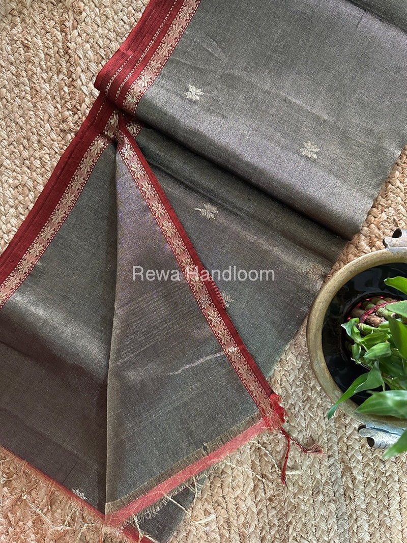 Maheshwari Black Tissue Silk Saree TSB03