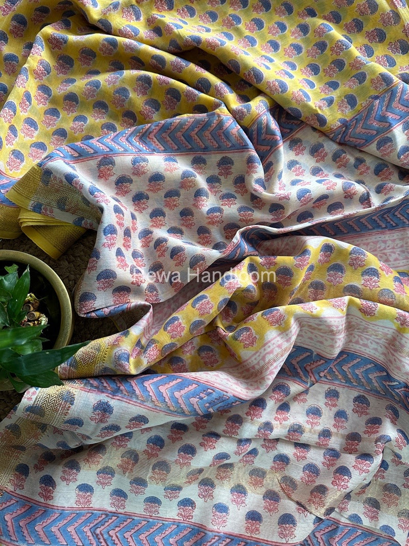 Yellow Chanderi Silk Saree CPS01