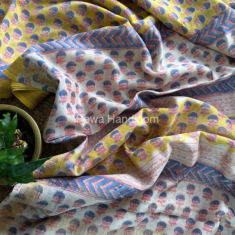 Yellow Chanderi Silk Saree CPS01
