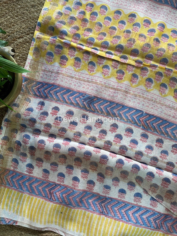 Yellow Chanderi Silk Saree CPS01