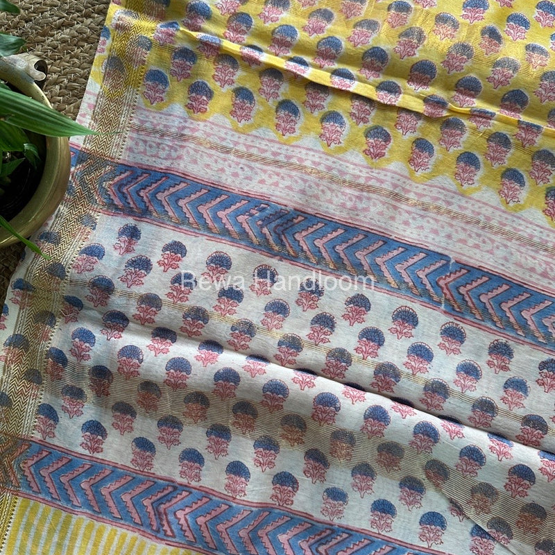 Yellow Chanderi Silk Saree CPS01