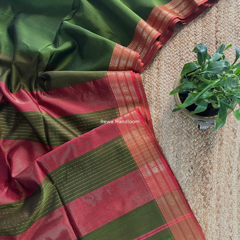 Maheshwari Zari Border Plain Saree