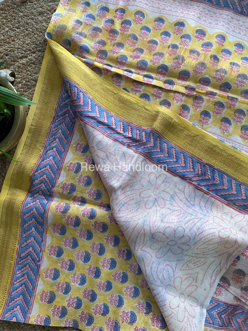 Yellow Chanderi Silk Saree CPS01