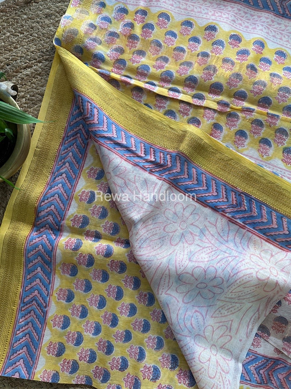 Yellow Chanderi Silk Saree CPS01