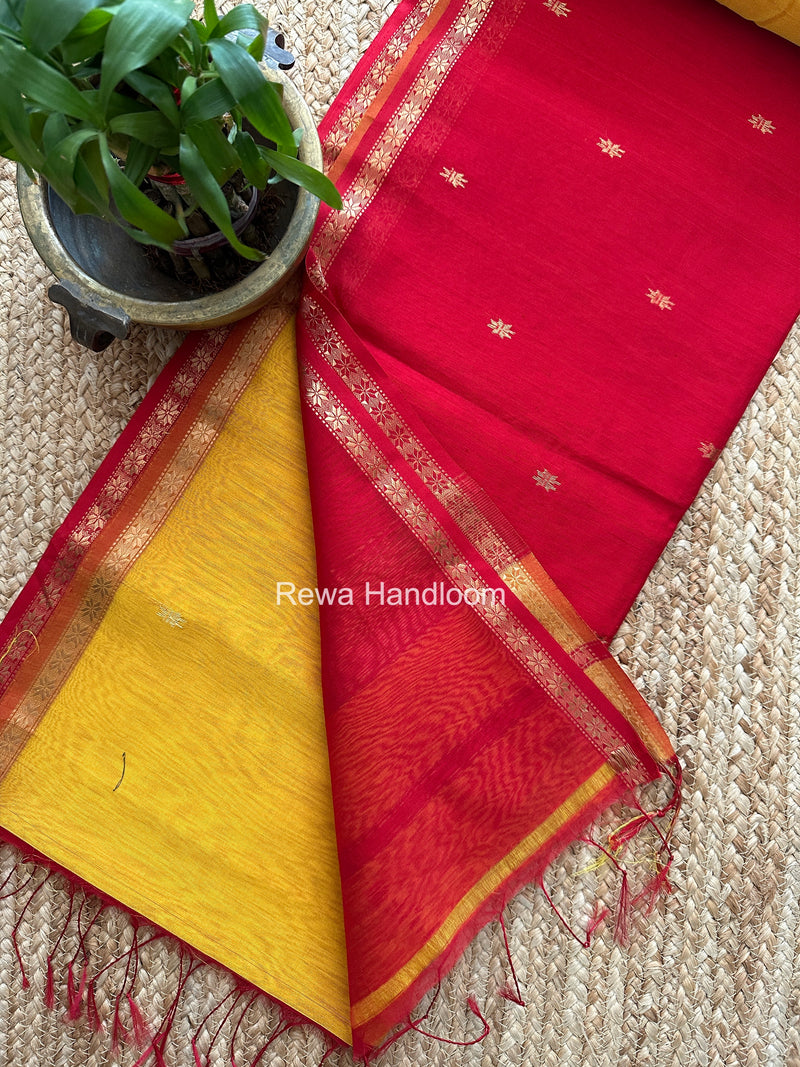 Yellow Star Butti Maheshwari Saree SSB016