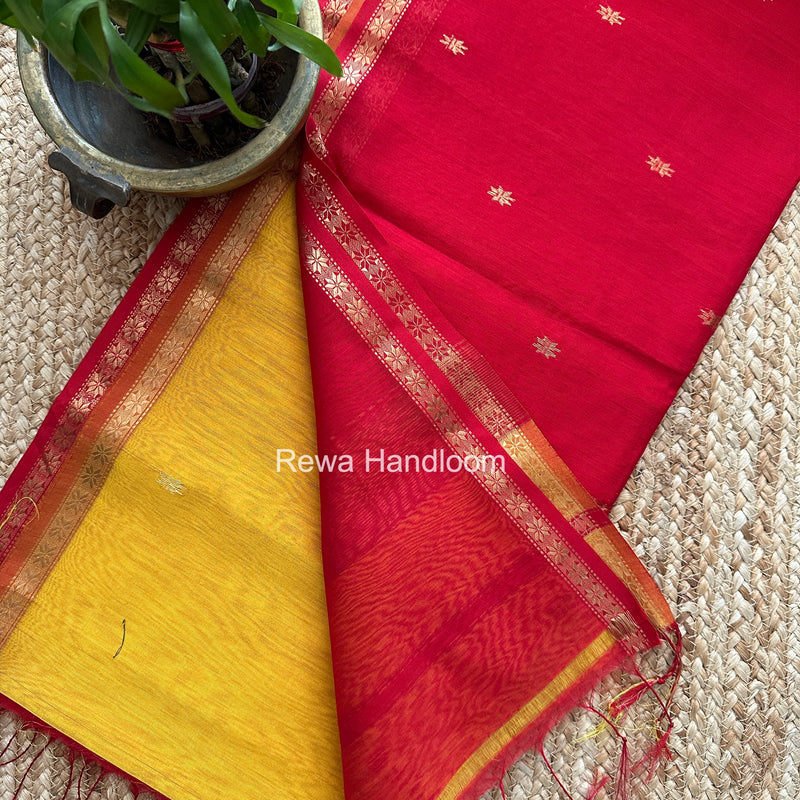 Yellow Star Butti Maheshwari Saree SSB016
