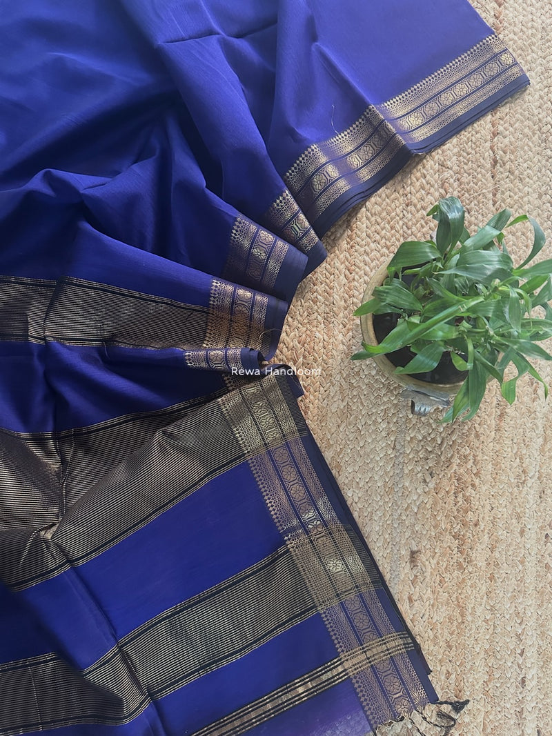 Maheshwari Zari Border Plain Saree
