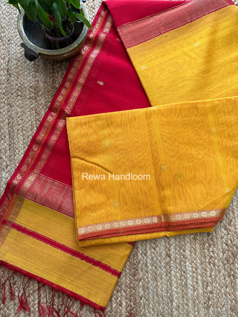 Yellow Star Butti Maheshwari Saree SSB016