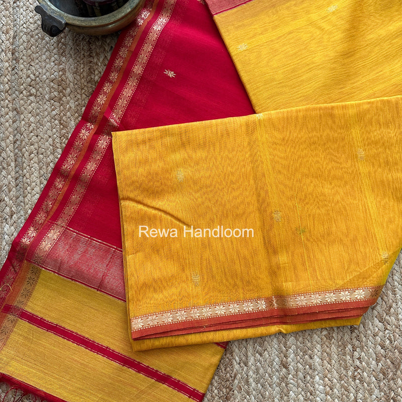 Yellow Star Butti Maheshwari Saree SSB016