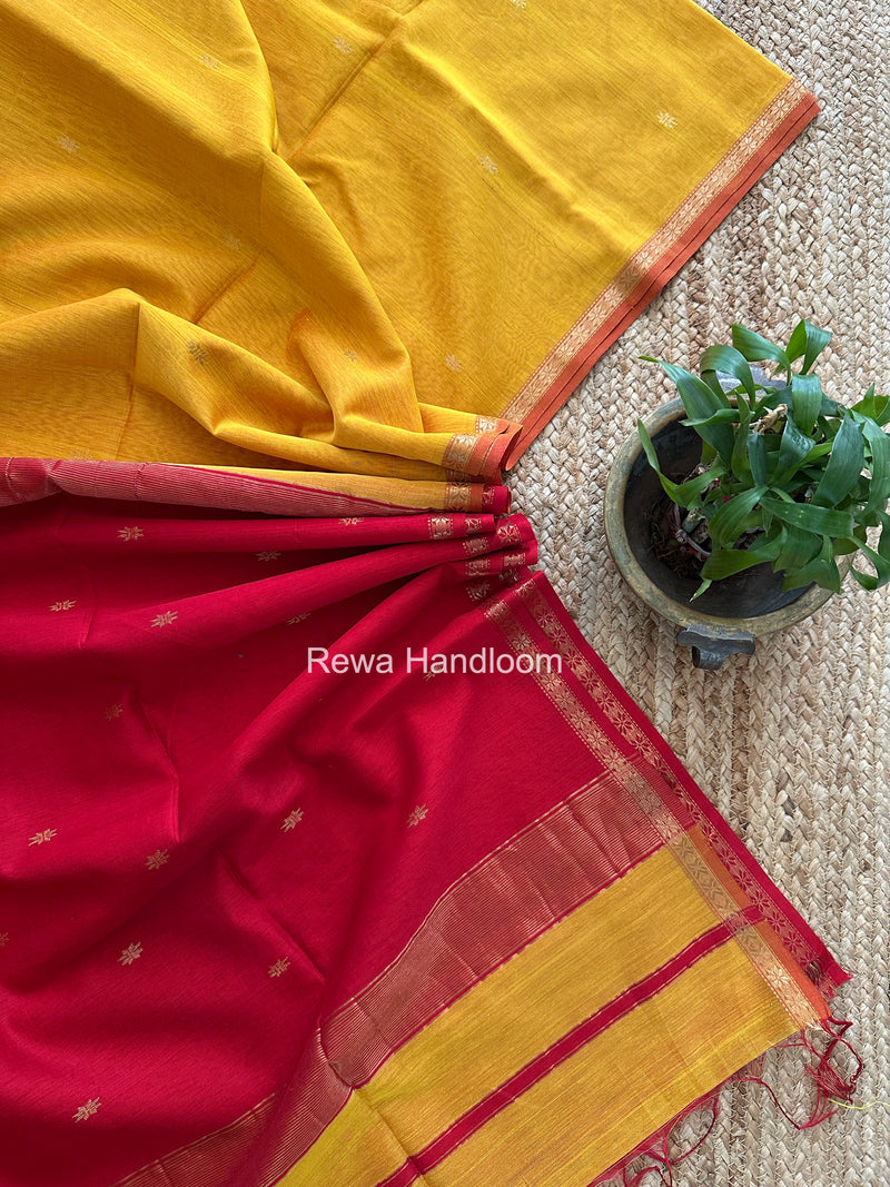 Yellow Star Butti Maheshwari Saree SSB016