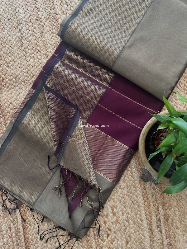 Maheshwari Zari Border Plain Saree