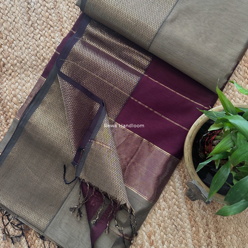 Maheshwari Zari Border Plain Saree