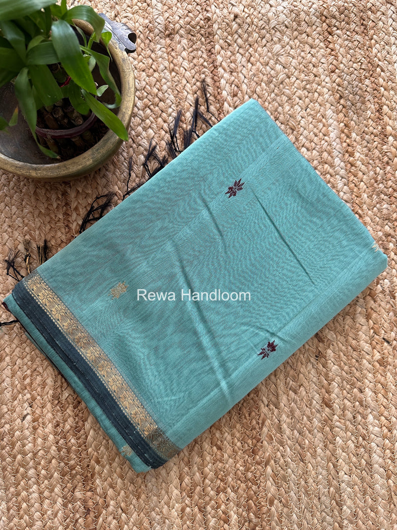 Aqua Green Star Butti Maheshwari Saree SSB018