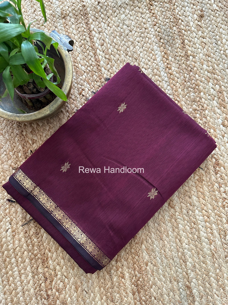 Wine Zari Butti Maheshwari Saree SBS0046