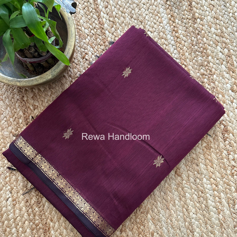 Wine Zari Butti Maheshwari Saree SBS0046