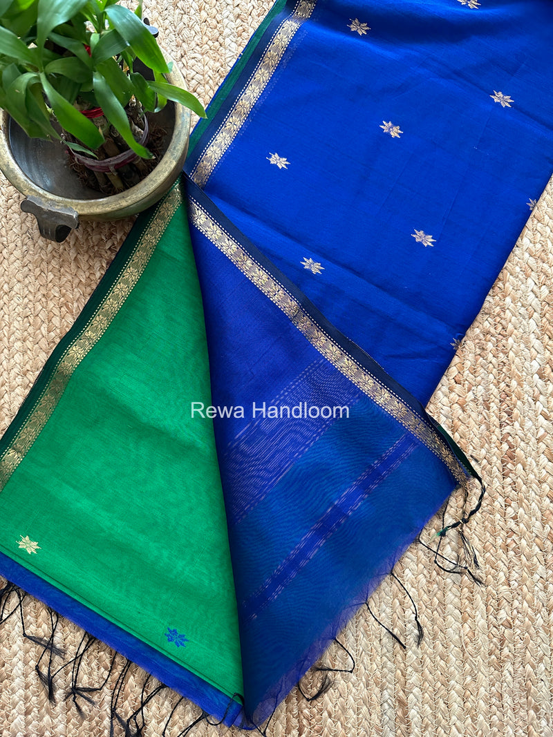 Green Star Butti Maheshwari Saree SSB019