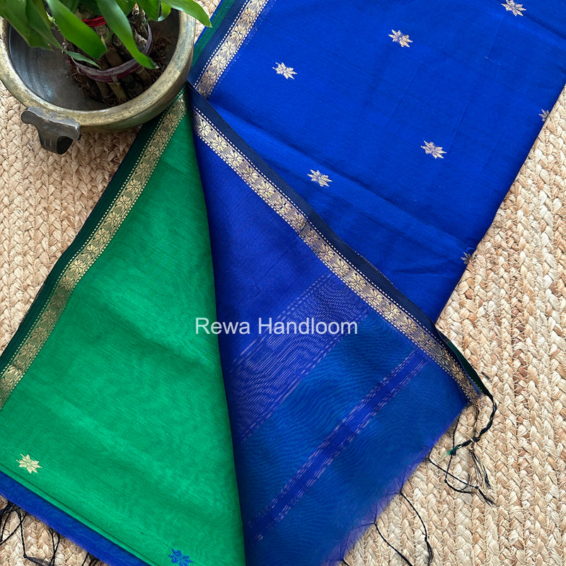Green Star Butti Maheshwari Saree SSB019