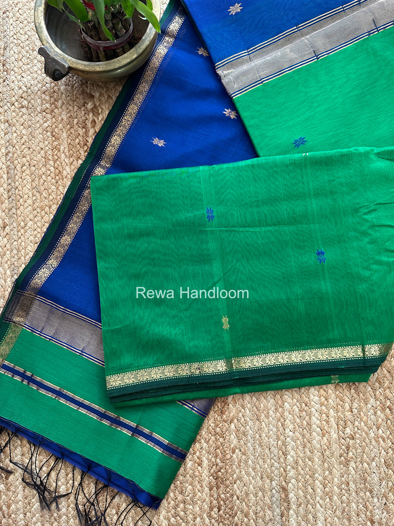 Green Star Butti Maheshwari Saree SSB019
