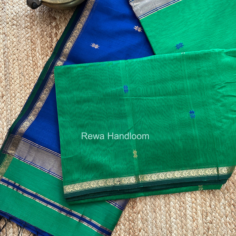 Green Star Butti Maheshwari Saree SSB019