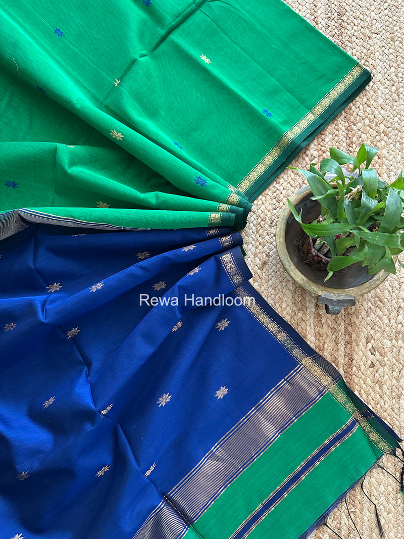 Green Star Butti Maheshwari Saree SSB019