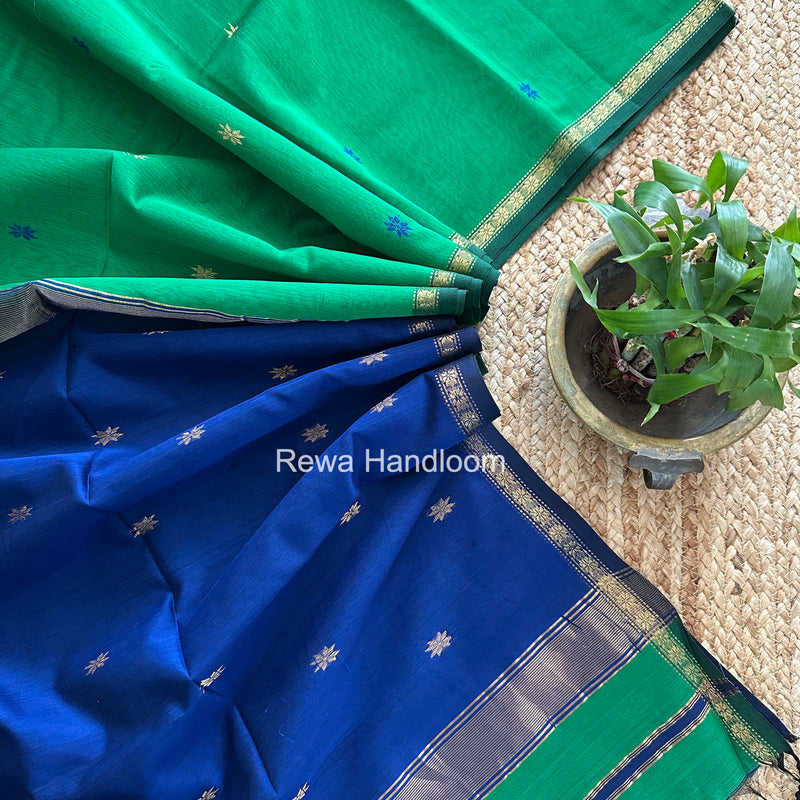 Green Star Butti Maheshwari Saree SSB019