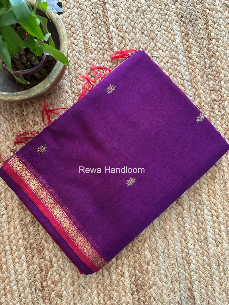 Purple Star Butti Maheshwari Saree SSB020