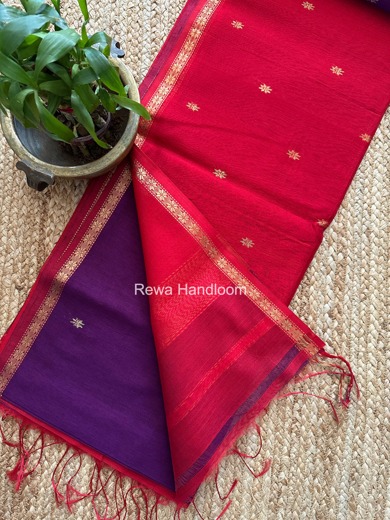 Purple Star Butti Maheshwari Saree SSB020