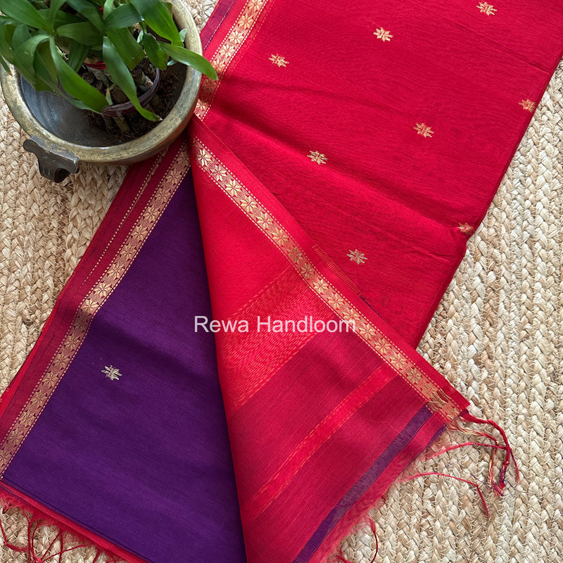 Purple Star Butti Maheshwari Saree SSB020