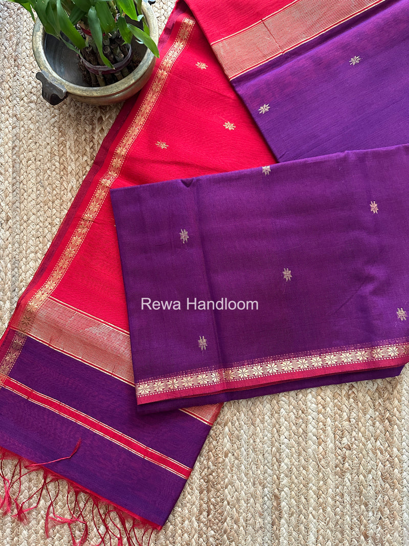 Purple Star Butti Maheshwari Saree SSB020