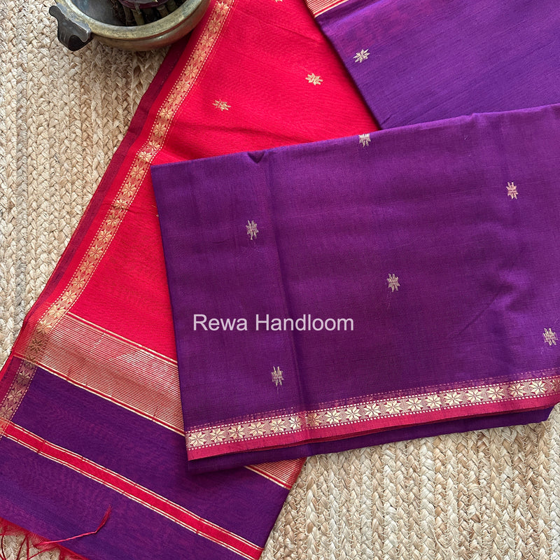 Purple Star Butti Maheshwari Saree SSB020