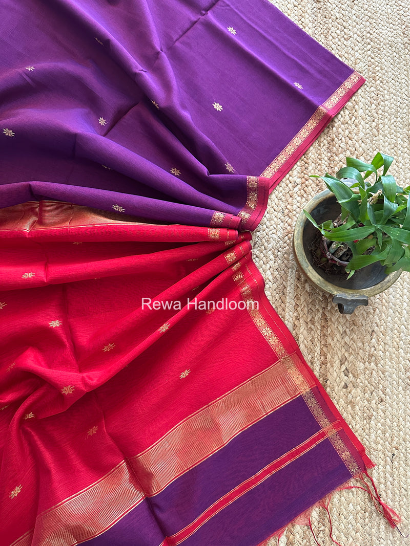 Purple Star Butti Maheshwari Saree SSB020