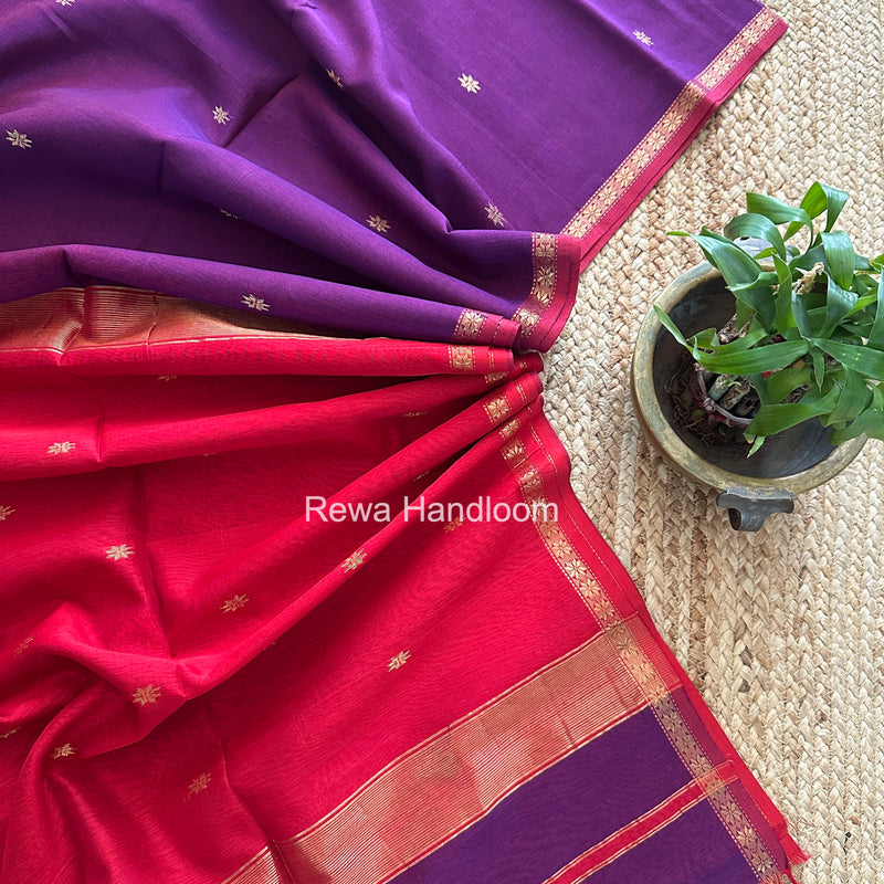 Purple Star Butti Maheshwari Saree SSB020