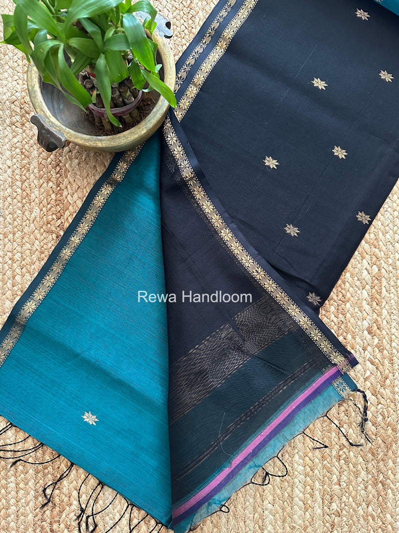 Sea Green Star Butti Maheshwari Saree SSB021