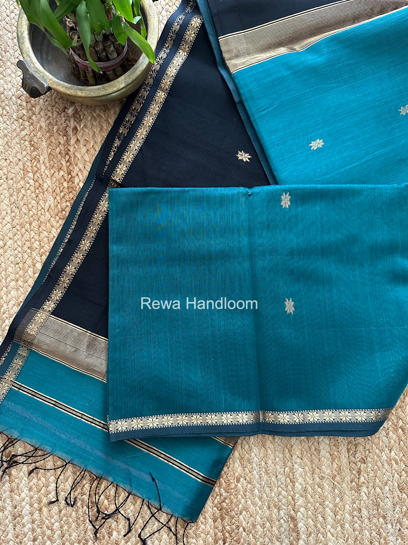 Sea Green Star Butti Maheshwari Saree SSB021