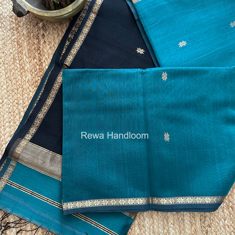 Sea Green Star Butti Maheshwari Saree SSB021