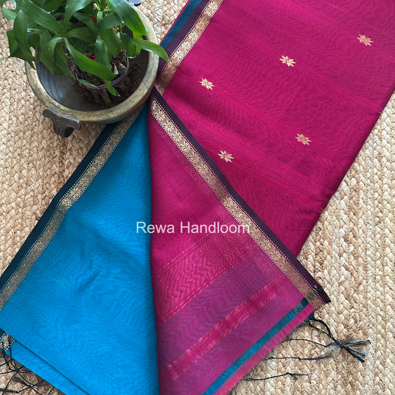 Blue Star Butti Maheshwari Saree SSB017